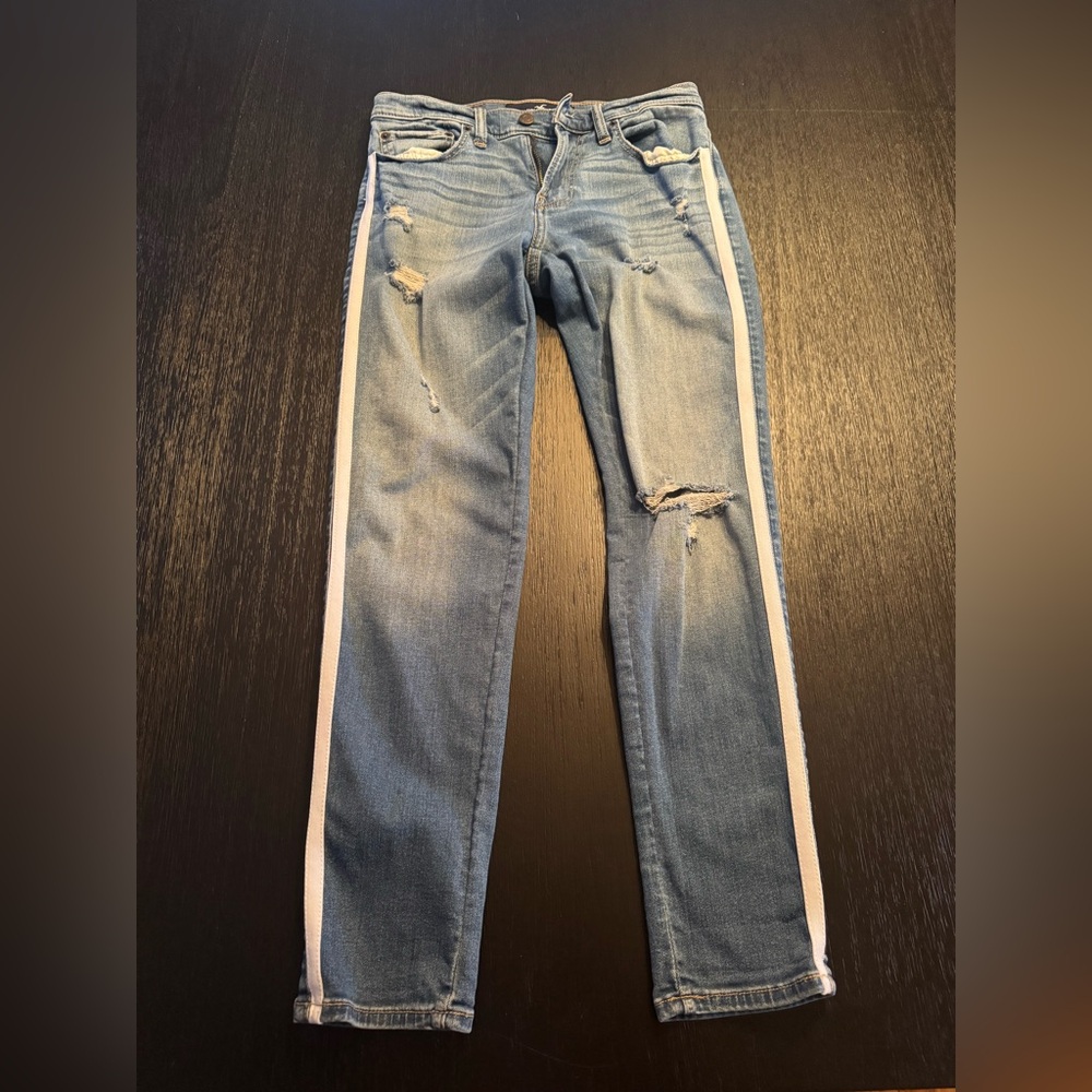 Hollister Blue Skinny Jeans with White Stripe (Like NEW)